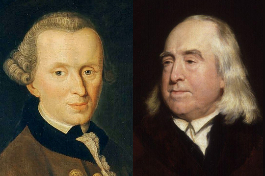 [Kant en Bentham – toch niet zo’n groot verschil? (foto’s: Wikimedia)]