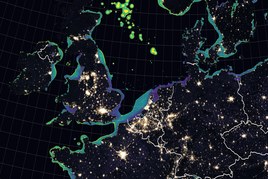 Lichtvervuiling op de Noordzee