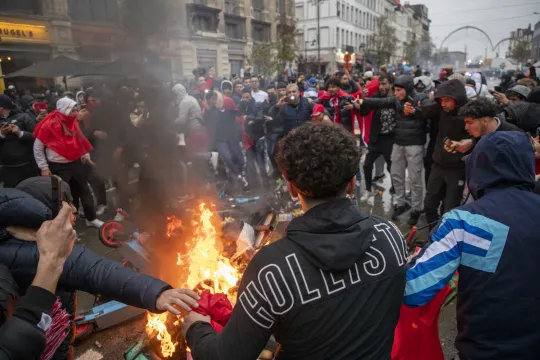 rellen Marokkaanse jongeren Brussel 27-11-22 na voetbalmatch WK