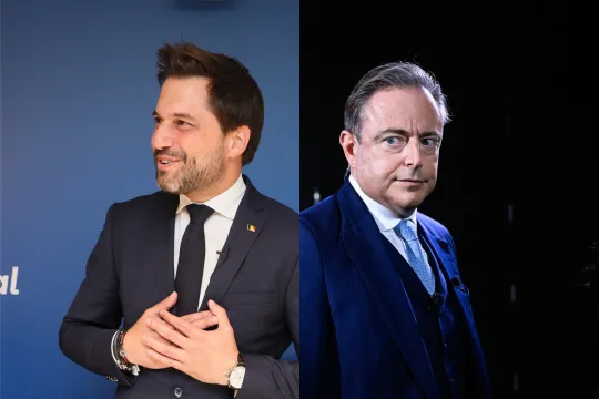 MR-voorzitter Georges-Louis Bouchez en N-VA-voorzitter Bart De Wever.