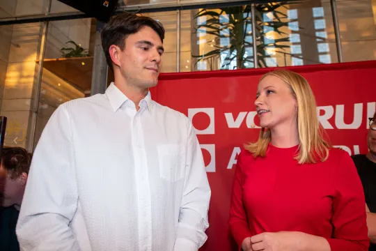 Conner Rousseau en Melissa Depraetere schouder aan schouder op 9 juni.