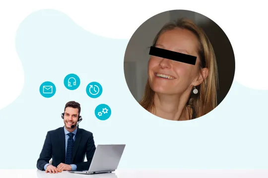 Helpdesk met mannelijke telefonist en Annick De Ridder