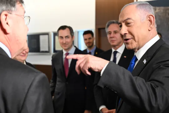 Israëlisch premier Benjamin Netanyahu tijdens het bezoek van Amerikaans buitenlandminister Antony Blinken aan Israël in mei 2024.
