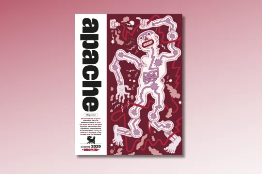 De cover van Apache Magazine #19 op een lichtpaarse achtergrond