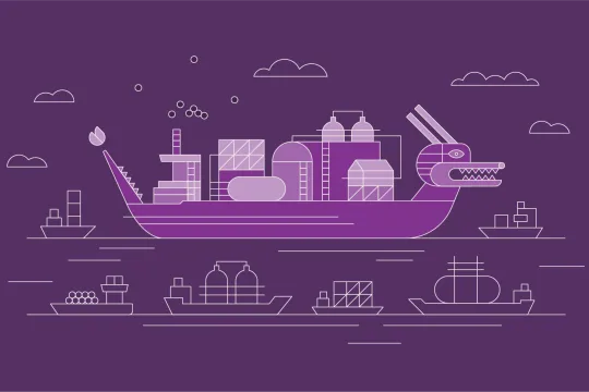 Illustratie van een drakenschip
