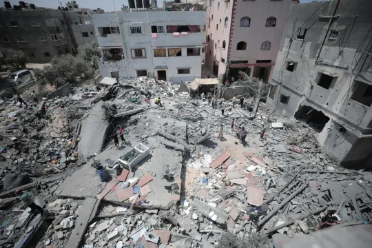 Gebouwen in puin na bombardementen in Gaza