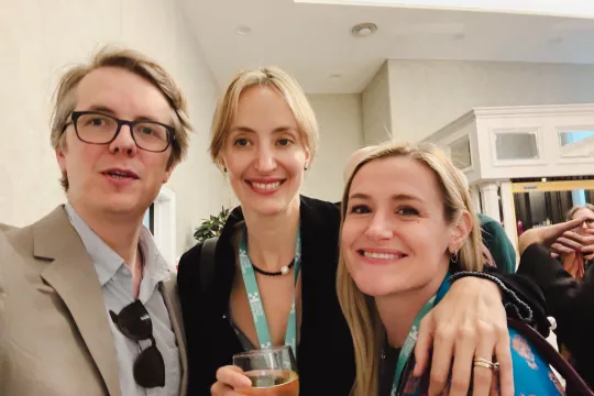 UGent-filosoof Maarten Boudry aan de zijde van Claire Lehmann (midden) van het rechtse medium Quillette op de conferentie van de Centre for Heterodox Social Science (CHSS) aan de Universiteit van Buckingham 