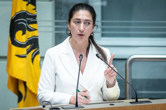 Vlaams minister van Onderwijs en Zuhal Demir (N-VA) tijdens een plenaire vergadering van het Vlaams Parlement. 