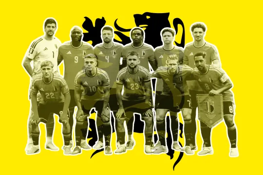 Beeldbewerking van Rode Duivels met Vlaamse strijdvlag