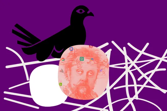 De Apache-duif heeft een eitje in haar nest waarin je een illustratie over AI kan zien.