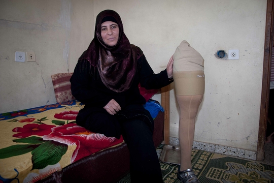 Wafeh Hamdi El Rahiye was hoogzwanger toen ze door een helikopter werd aangevallen (Foto Benoit De Freine)