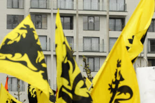 Vlaanderen boven! voor deze Vlaamsgezinde betogers. (Foto Jan Van de Vel - Reporters)