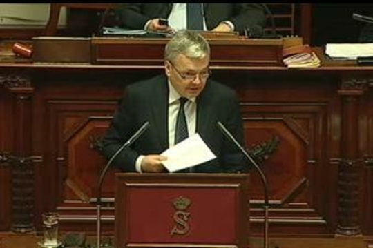 Minister van Buitenlandse Zaken Didier Reynders in de Senaat (Foto Senaat)