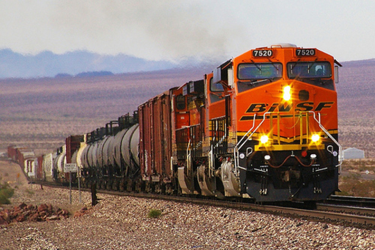 BNSF trein in Mojave woestijn (foto: kla4067)
