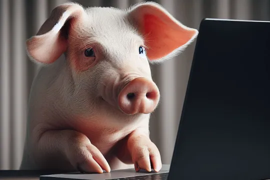 pig and laptop