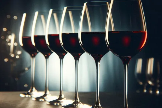 five wine glasses