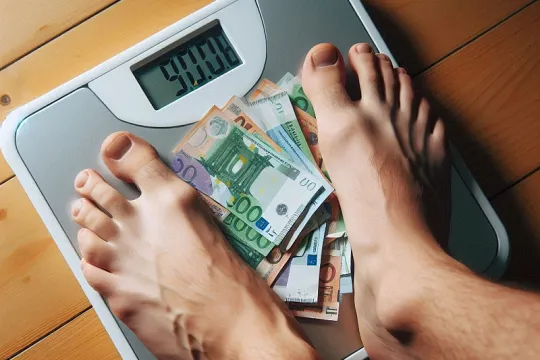 money on the scale