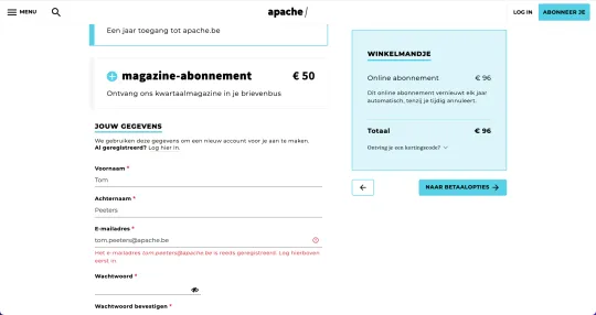 reeds geregistreerd