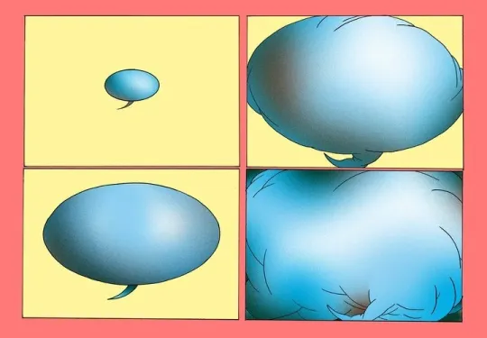 Ballon wordt in vier vakjes groter.