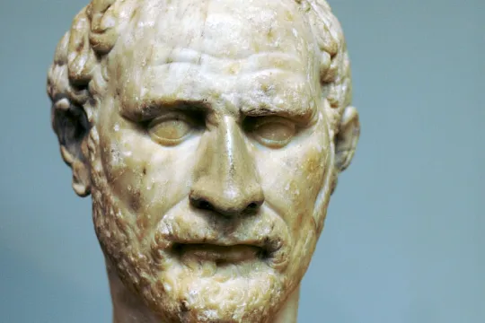 Een buste van Demosthenes.