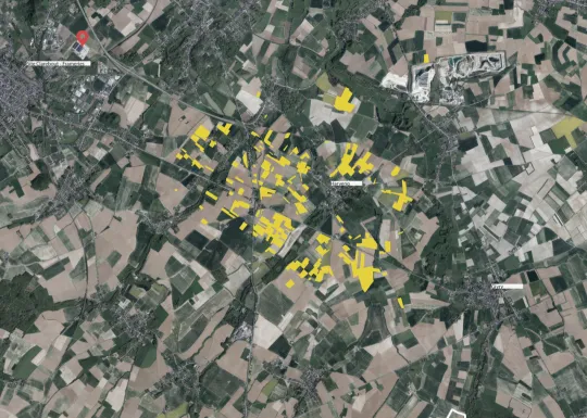 Aankopen Harfarm bvba in Frameries (grafiek: (c) Apache)