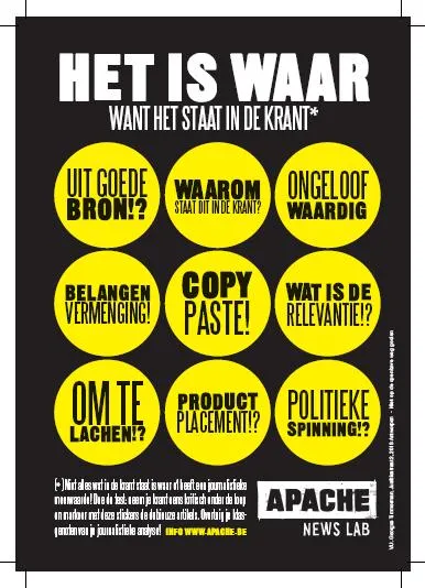 Apache werkt ook een lessenpakket 'mediawijsheid' uit.