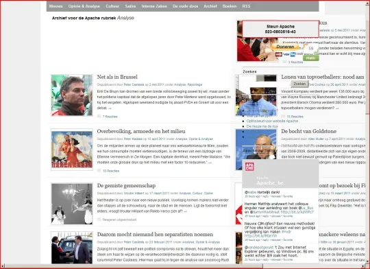 Voorbeeldje van hoe op de categoriepagina's IE7 de website weergaf.