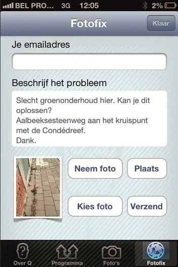 Interface du service "Fotofix", capture d'écran du site de Vincent Van Quickenborne