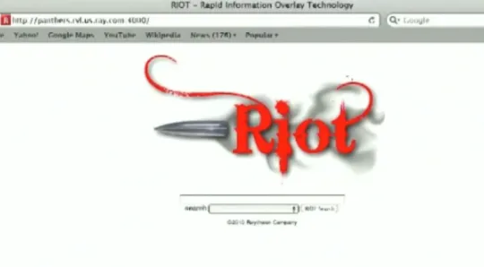 Screenshot van de zoekrobot Riot (Bron: video The Guardian)