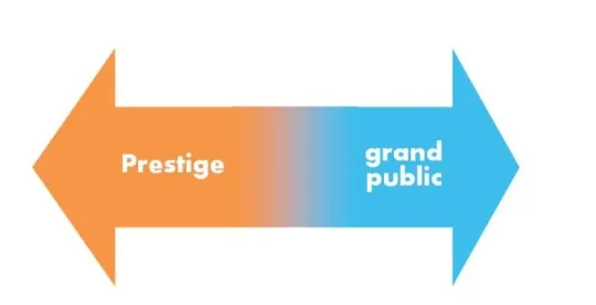 Axe d'opposition entre un journalisme de prestige et un journalisme grand public. (Photo: Amandine Degand/ 2012/ Infographie)