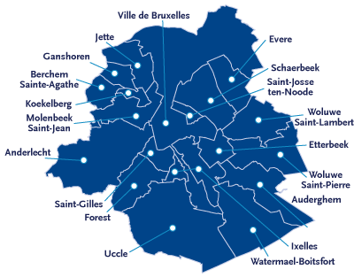 Carte des 19 communes de la Région Bruxelles-Capitale (Photo: Bruxelles.irisnet)