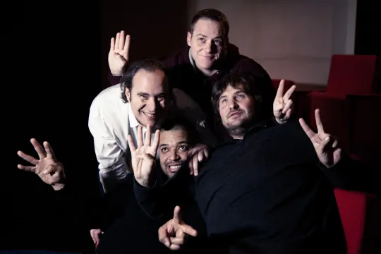 Tagline: Xavier Niel, Nicolas Sadirac, Kwame Yamgnan en Florian Bucher hebben met 42 een uniek concept van school bedacht. (Foto: Laurent Belando)