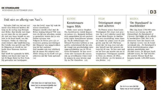 Screenshot De Standaard 25/09/2013