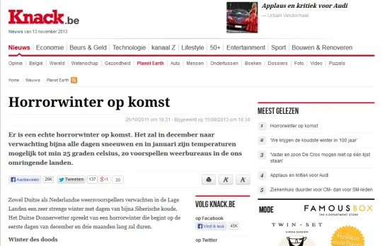 (Screenshot webpagina Knack.be 13/11/2013)