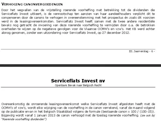 Het jaarverslag stelt de beleggers gerust: de roerende voorheffing zal worden gecompenseerd door een hoger dividend.