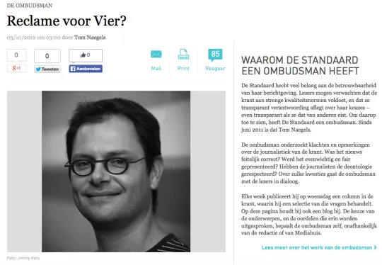 Screenshot De Standaard