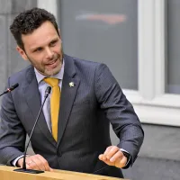 Vlaams Parlementslid Jurgen Callaerts (N-VA) tijdens een plenair debat in het Vlaams Parlement.
